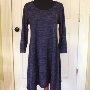 Flowing Long-Sleeve Navy Blue Winter Dress